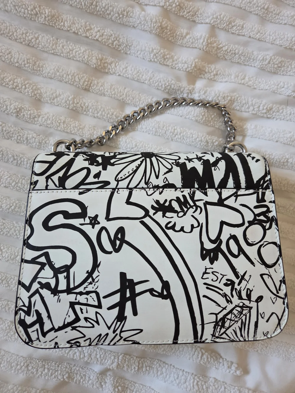 Michael Kors White & Black Graffiti-Print Shoulder Bag - Picture 2 of 7